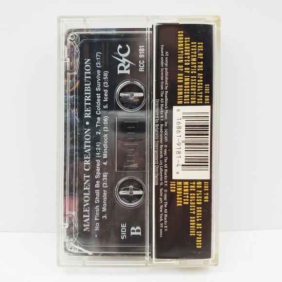 Malevolent Creation Retribution Cassette Tape Death Metal Vintage 1992 Tested - Picture 2 of 7